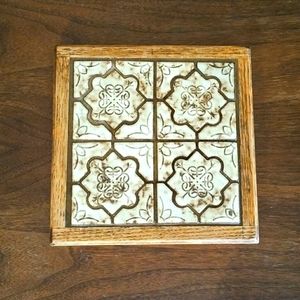Vintage Wood Talavera Tile Trivet Boho